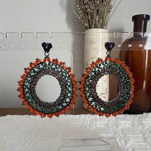 Beaded medallion earrings